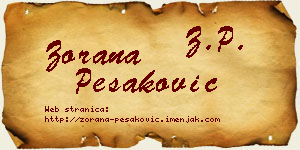 Zorana Pešaković vizit kartica